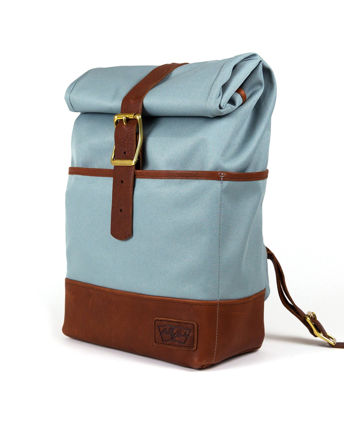 blue backpack brown leather Daypack in Light Blue with Brown Leather "Fog Edition"